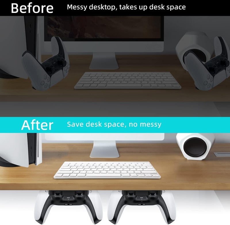 Mcbazel Under Desk Mount for PS5/PS4 Controller, Table Stand Holder Compatible with PlayStation 5/4 Controller - Black - Image 5